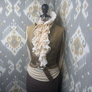 Ralph Lauren Collection Tan Antiqued Leather Gilet Vest